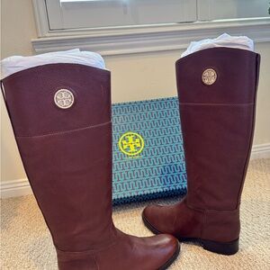 Tory Burch Brown Leather Junction Riding Boots - size 10.5